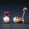 Natural Garnet Freshwater Pearl Earrings