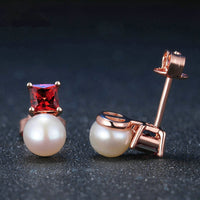 Natural Garnet Freshwater Pearl Earrings