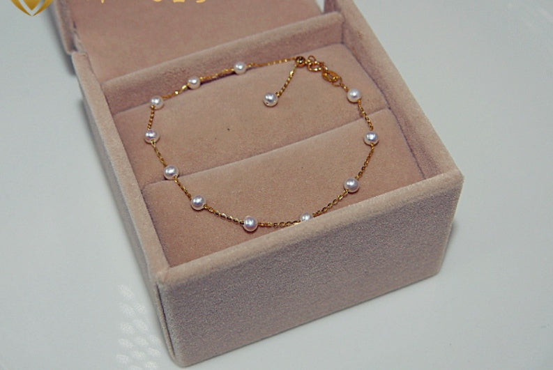 Natural Freshwater Pearl 18k Gold Bracelet