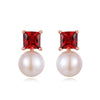 Natural Garnet Freshwater Pearl Earrings