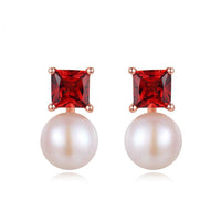 Natural Garnet Freshwater Pearl Earrings