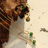 Titanium Steel Emerald Zircon Necklace Earrings Jewelry Set