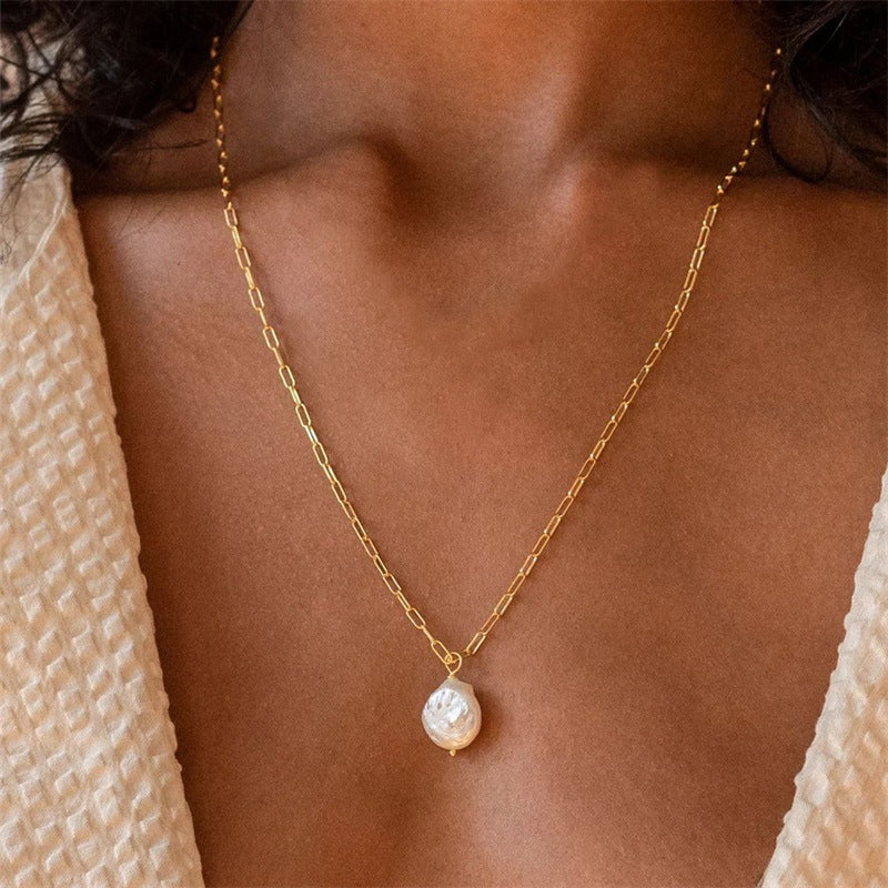 Freshwater Pearl Stainless Steel Necklace