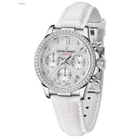 Women's Fashion Diamond Calendar Luminous Leather Strap Quartz Watch