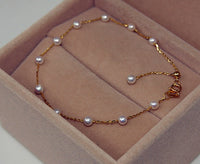 Natural Freshwater Pearl 18k Gold Bracelet