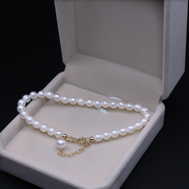 Natural Round Strong Luster Freshwater pearl bracelet