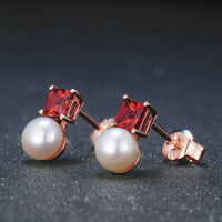 Natural Garnet Freshwater Pearl Earrings