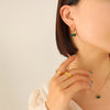 Titanium Steel Emerald Zircon Necklace Earrings Jewelry Set
