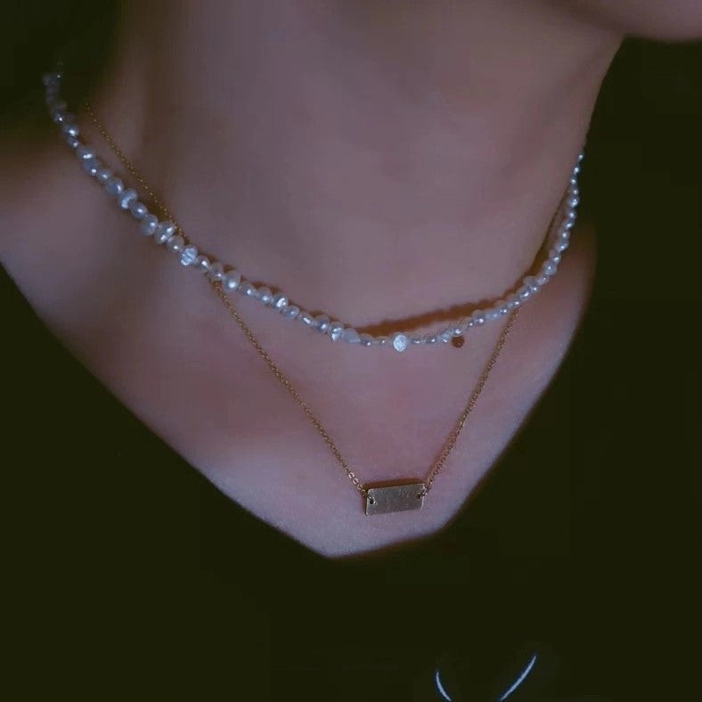 Gold-coated Baroque Pearl Clavicle Chain