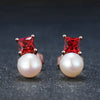 Natural Garnet Freshwater Pearl Earrings