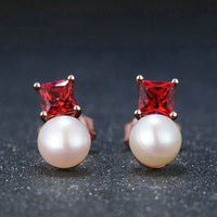 Natural Garnet Freshwater Pearl Earrings