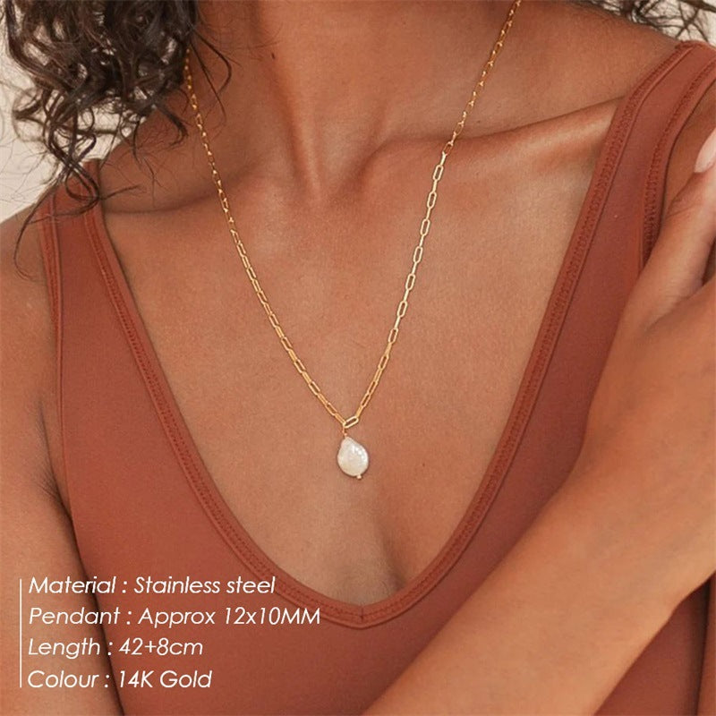 Freshwater Pearl Stainless Steel Necklace