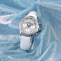 Women's Fashion Diamond Calendar Luminous Leather Strap Quartz Watch