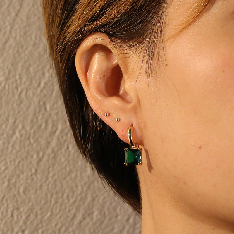 Women's Geometric Square Zircon Earrings